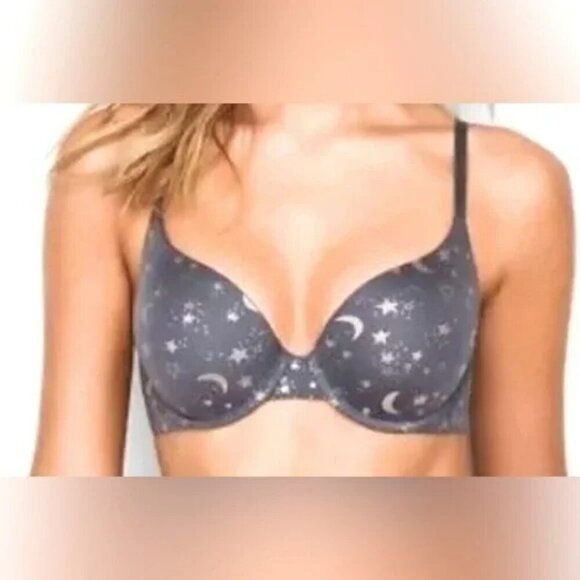 Victoria's Secret Moon & Stars Gray Underwire Padded Bra Size 34DD NWT - Picture 1 of 10